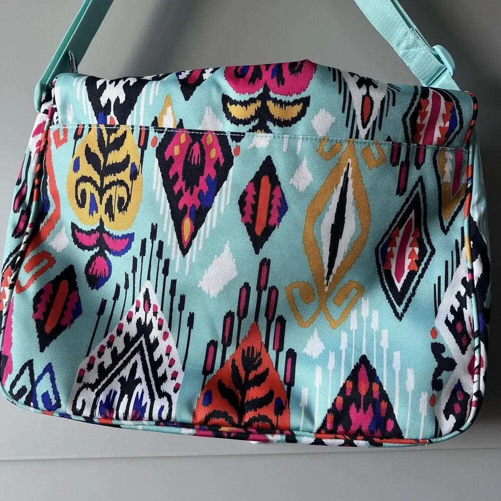 Vera Bradley‎ Messenger Bag Womens Aqua Ikat Crossbody Shoulder Purse Geometric